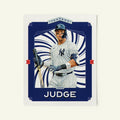 Poster of Aaron Judge of the New York Yankees in a vintage trading card style.