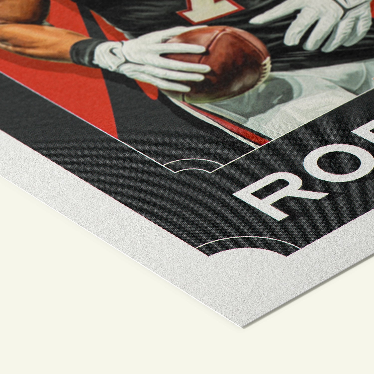 Detailed view of the premium matte paper structure of our Bijan Robinson Atlanta Falcons Poster.