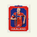 Poster of Erling Haaland of the Norway Norge in a vintage trading card style.