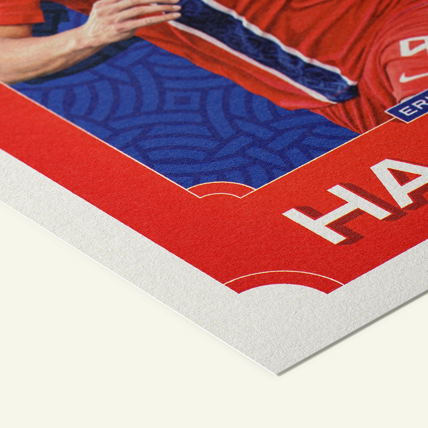 Detailed view of the premium matte paper structure of our Erling Haaland Norway Norge Poster.