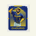 Poster of Jackson Chourio of the Milwaukee Brewers in a vintage trading card style.