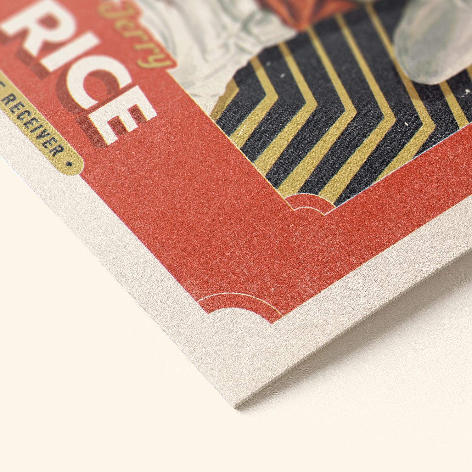 Detailed view of the premium matte paper structure of our Jerry Rice San Francisco 49ers Poster.