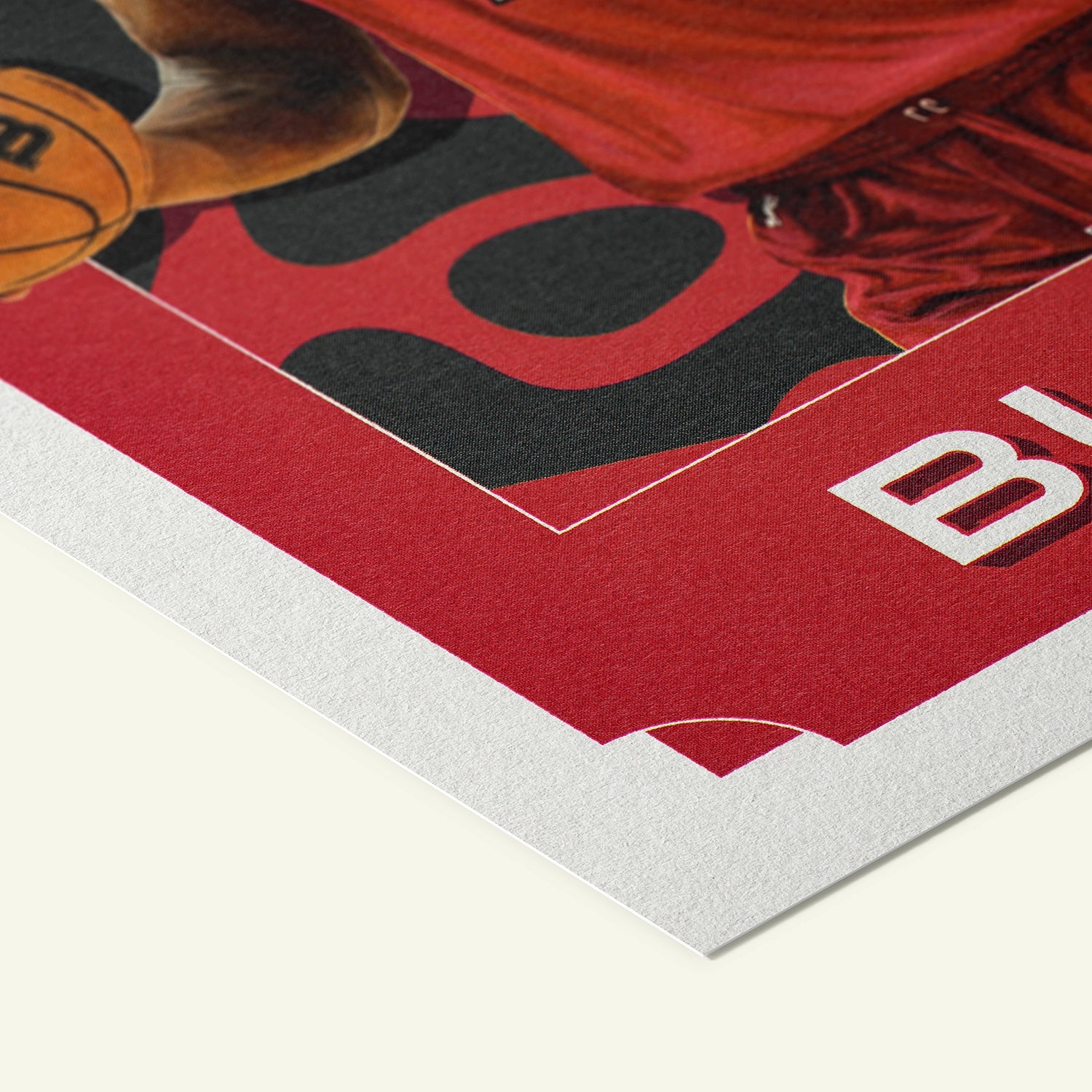 Detailed view of the premium matte paper structure of our Jimmy Butler Heat Poster.