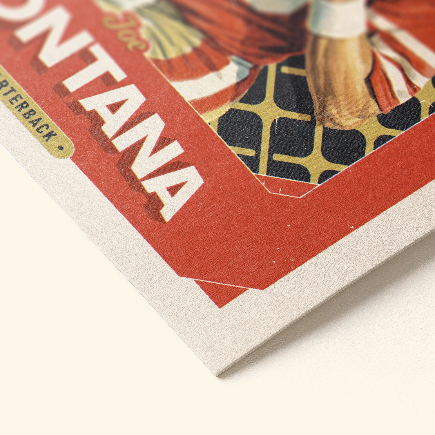 Detailed view of the premium matte paper structure of our Joe Montana San Francisco 49ers Poster.