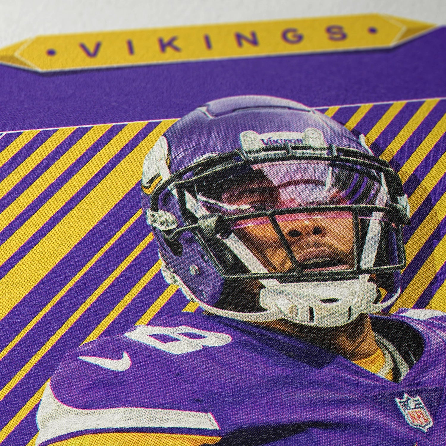 Closeup of our Justin Jefferson Minnesota Vikings Poster showing the high-definition design quality and vintage graphic elements.