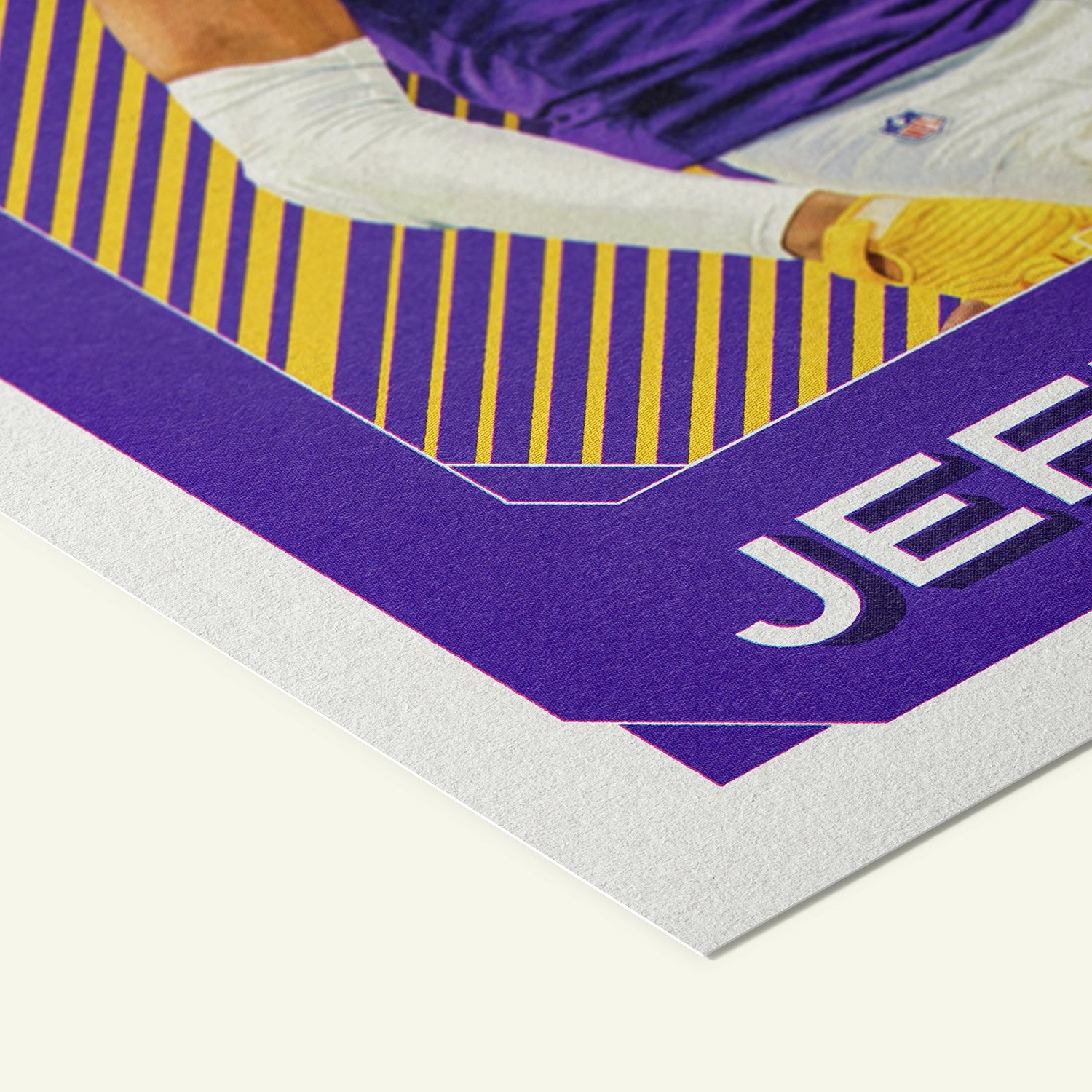 Detailed view of the premium matte paper structure of our Justin Jefferson Minnesota Vikings Poster.