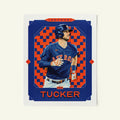 Poster of Kyle Tucker of the Houston Astros in a vintage trading card style.