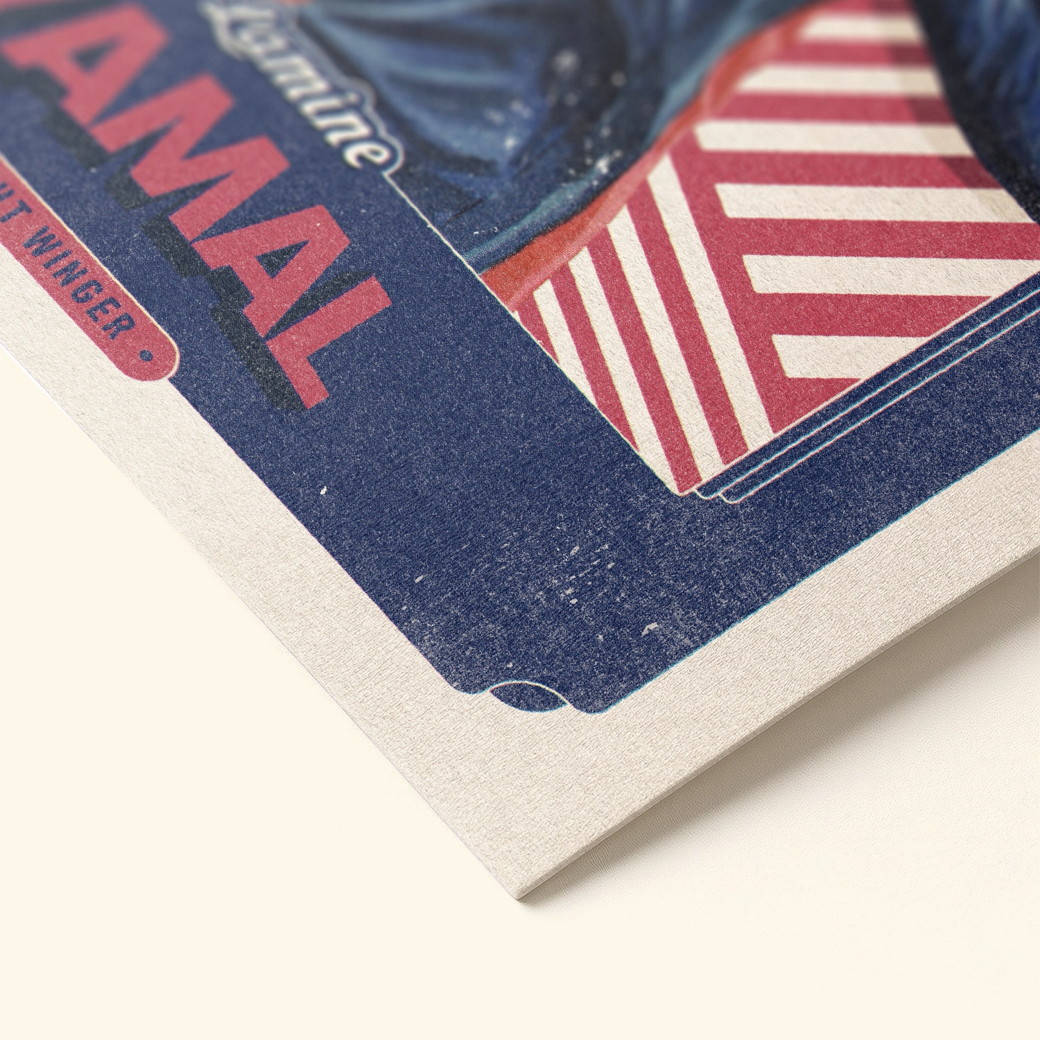 Detailed view of the premium matte paper structure of our Lamine Yamal FC Barcelona Poster.