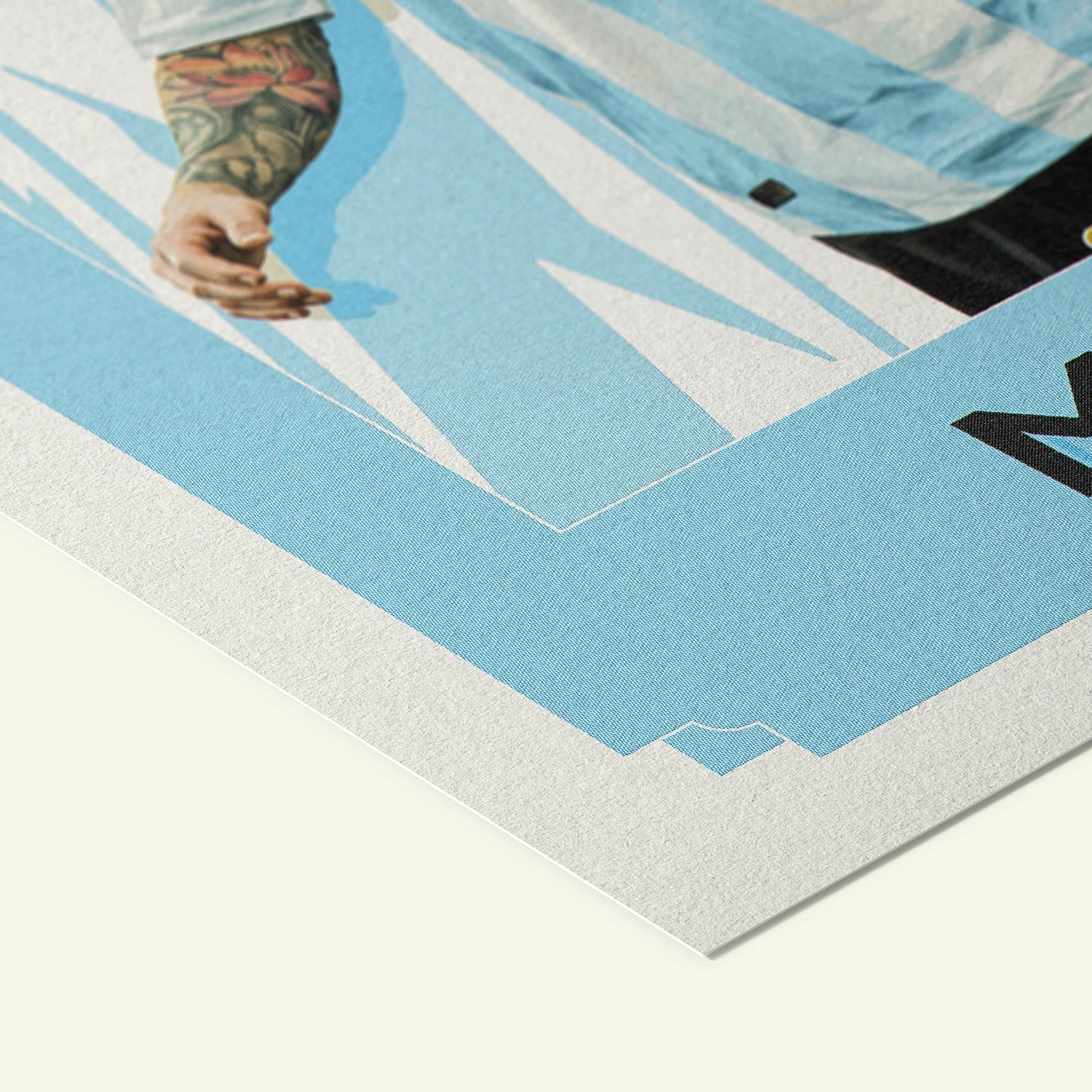 Detailed view of the premium matte paper structure of our Lionel Messi Argentina Poster.