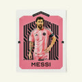 Poster of Lionel Messi of the Inter Miami in a vintage trading card style.