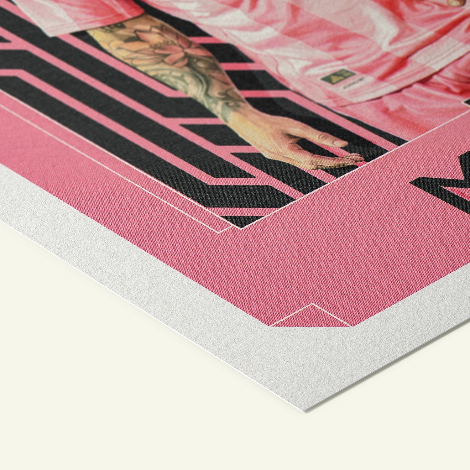 Detailed view of the premium matte paper structure of our Lionel Messi Inter Miami Poster.