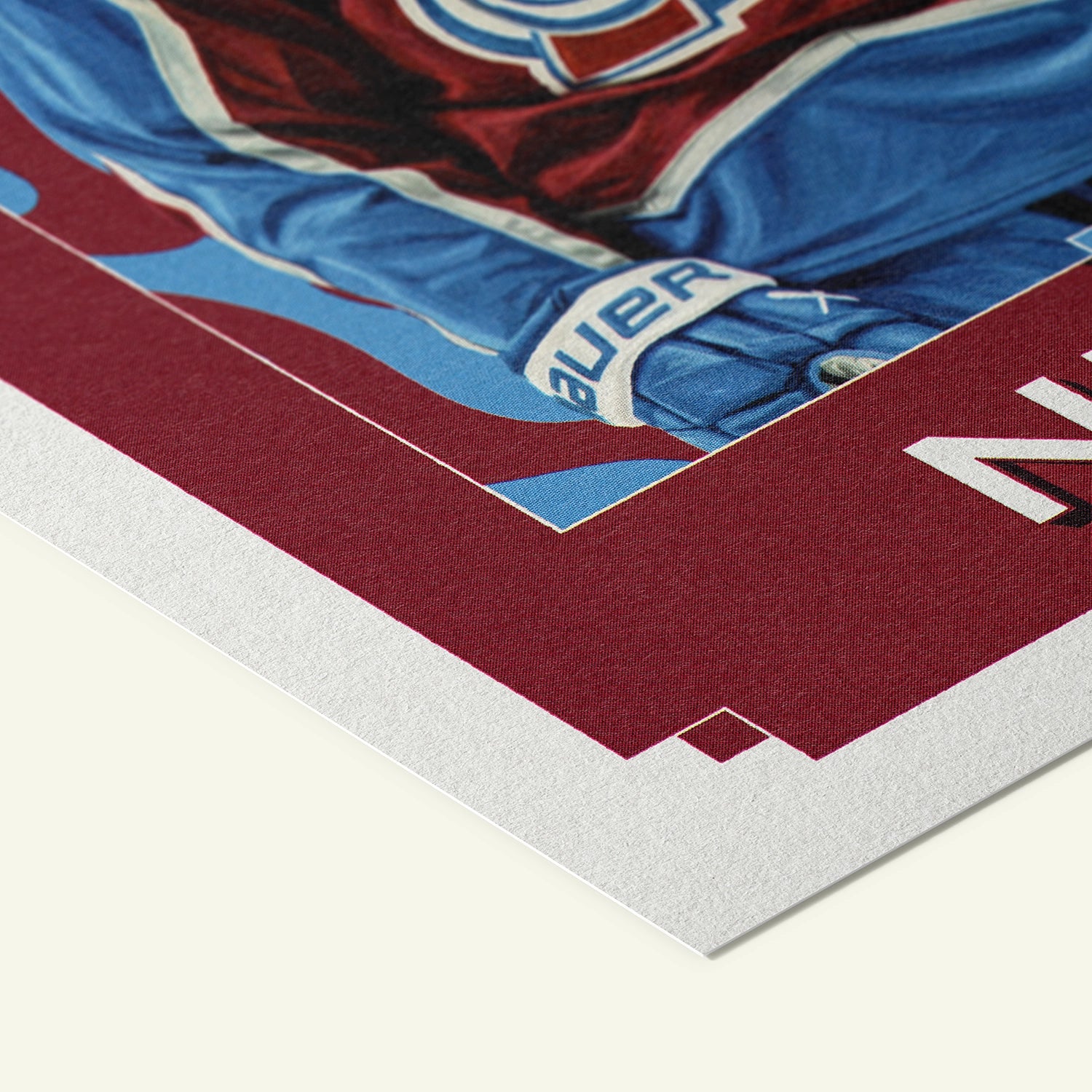 Detailed view of the premium matte paper structure of our Martin Necas Colorado Avalanche Poster.