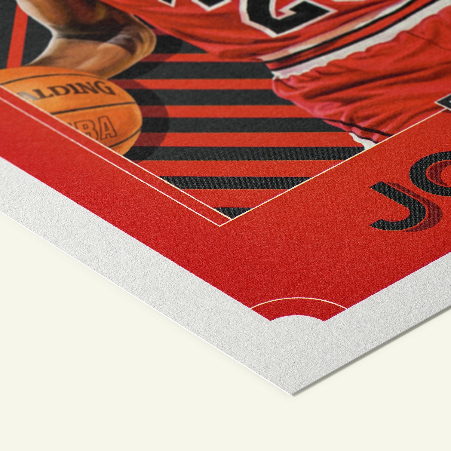 Detailed view of the premium matte paper structure of our Michael Jordan Chicago Bulls Poster.