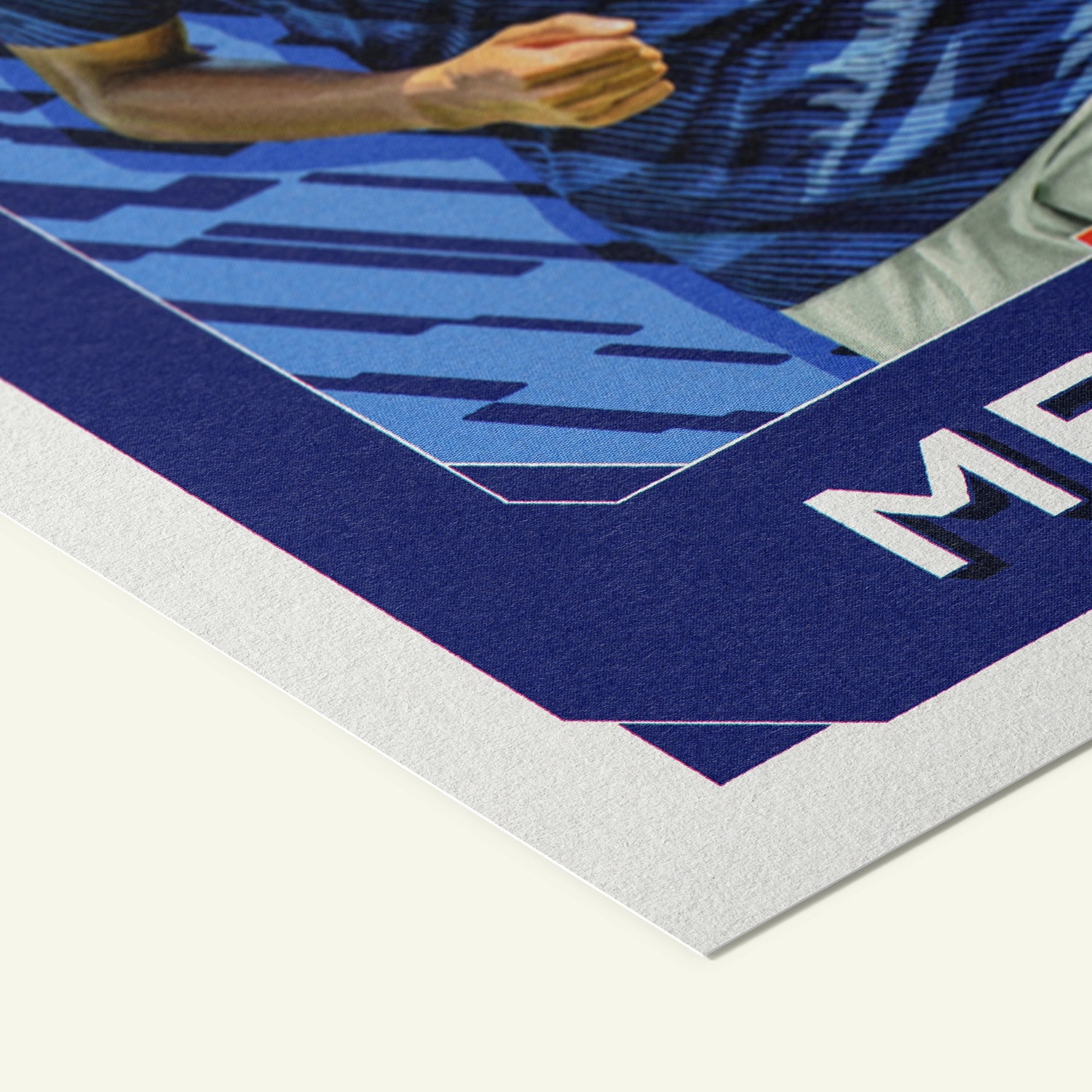 Detailed view of the premium matte paper structure of our Kylian Mbappé France Poster.