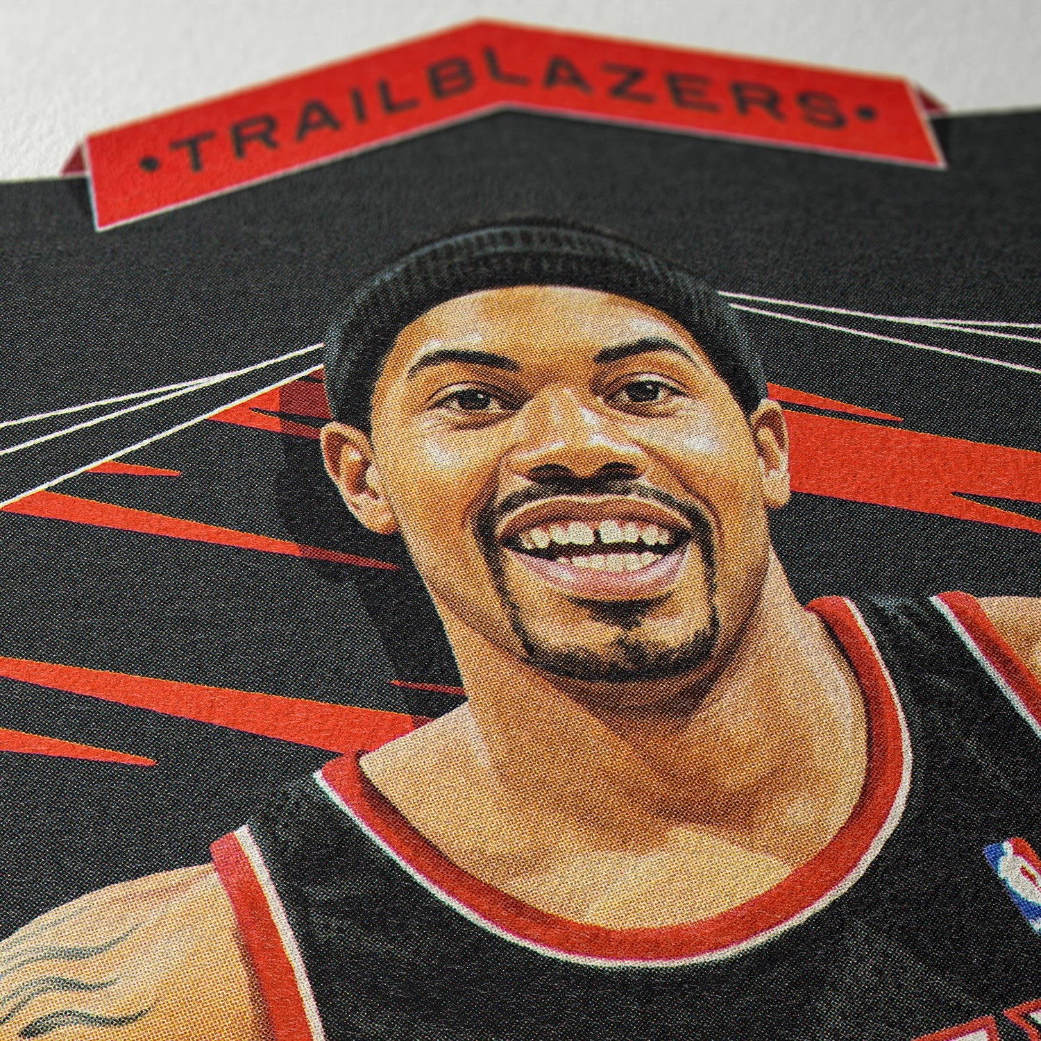 Closeup of our Rasheed Wallace Portland Trail Blazers Poster showing the high-definition design quality and vintage graphic elements.