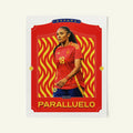 Poster of Salma Paralluelo of the Spain in a vintage trading card style.