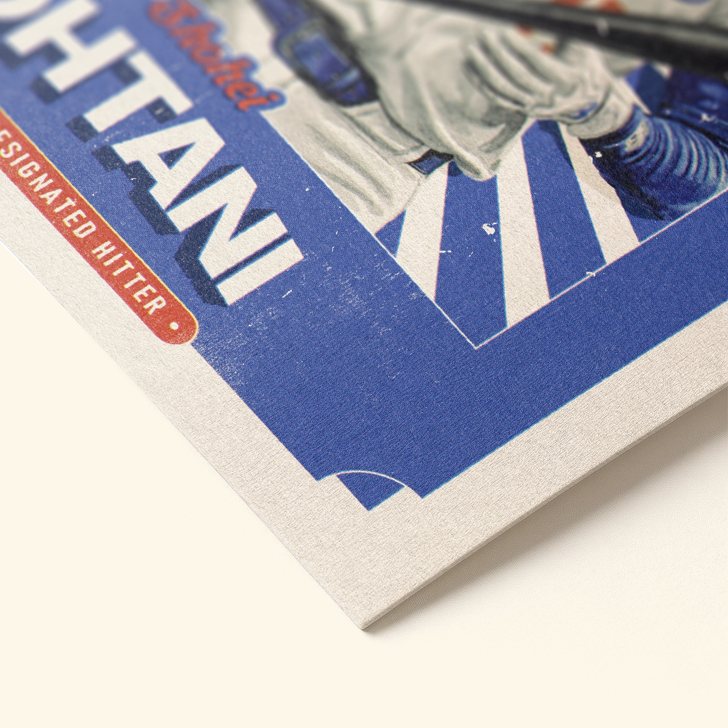 Detailed view of the premium matte paper structure of our Shohei Ohtani LA Dodgers Poster.