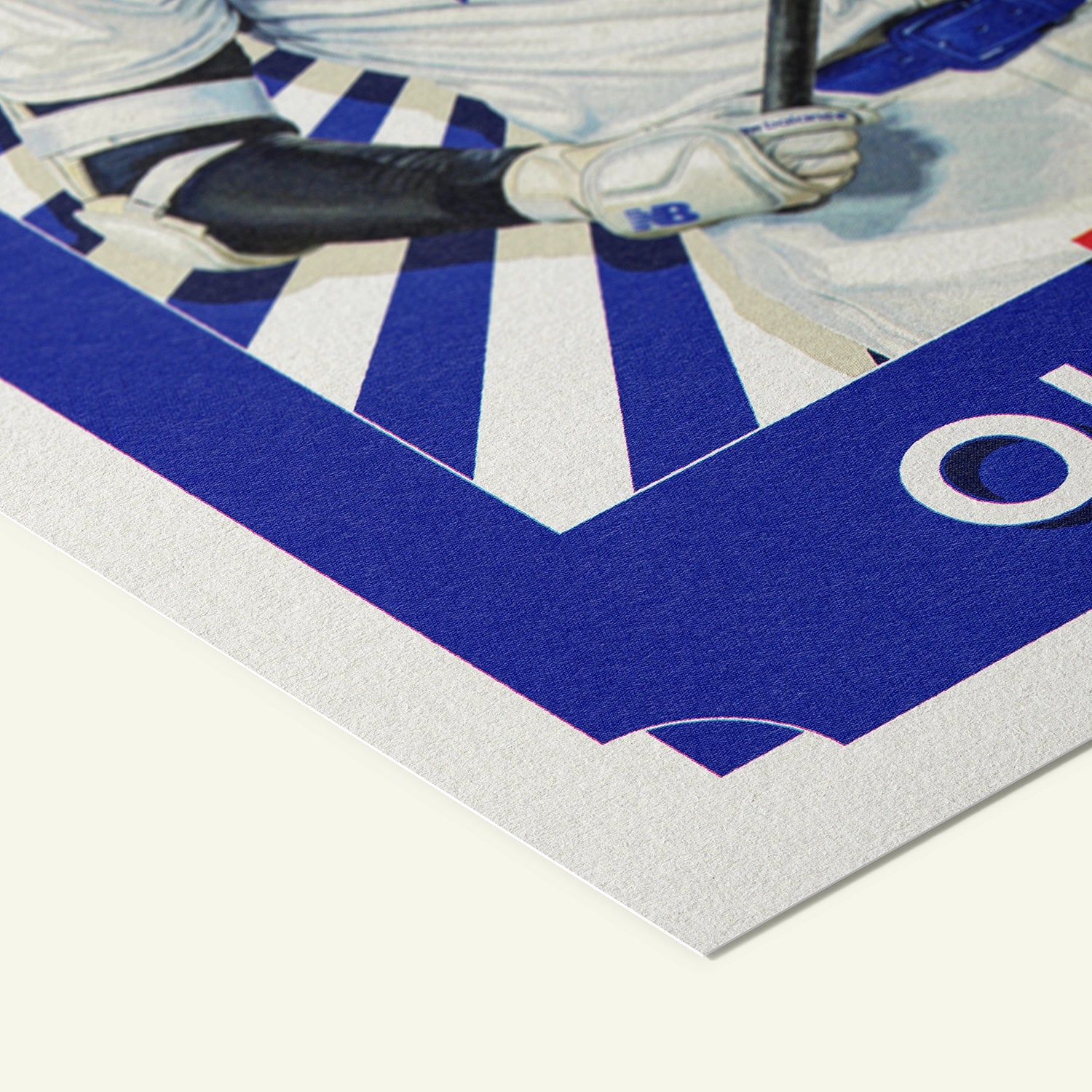 Detailed view of the premium matte paper structure of our Shohei Ohtani Los Angeles Dodgers Poster.