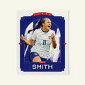 Poster of Sophia Smith of the USWNT in a vintage trading card style.