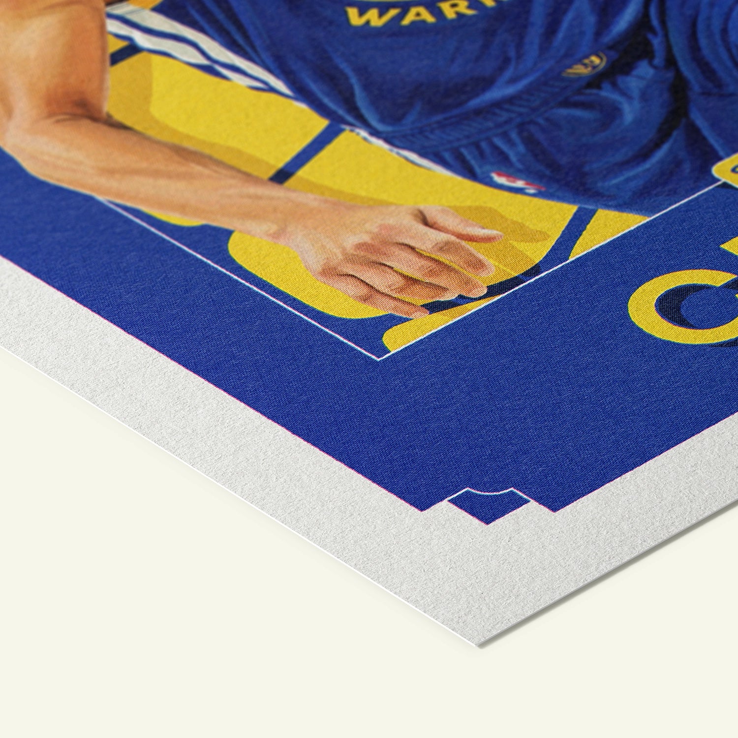 Detailed view of the premium matte paper structure of our Stephen Curry Golden State Warriors Poster.