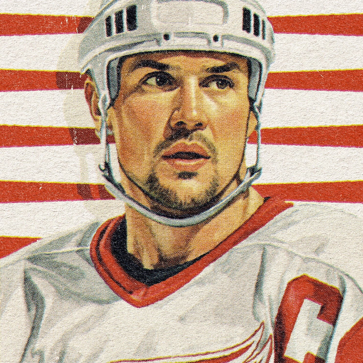 Closeup of our Steve Yzerman Red Wings Poster showing the high-definition design quality and vintage graphic elements.
