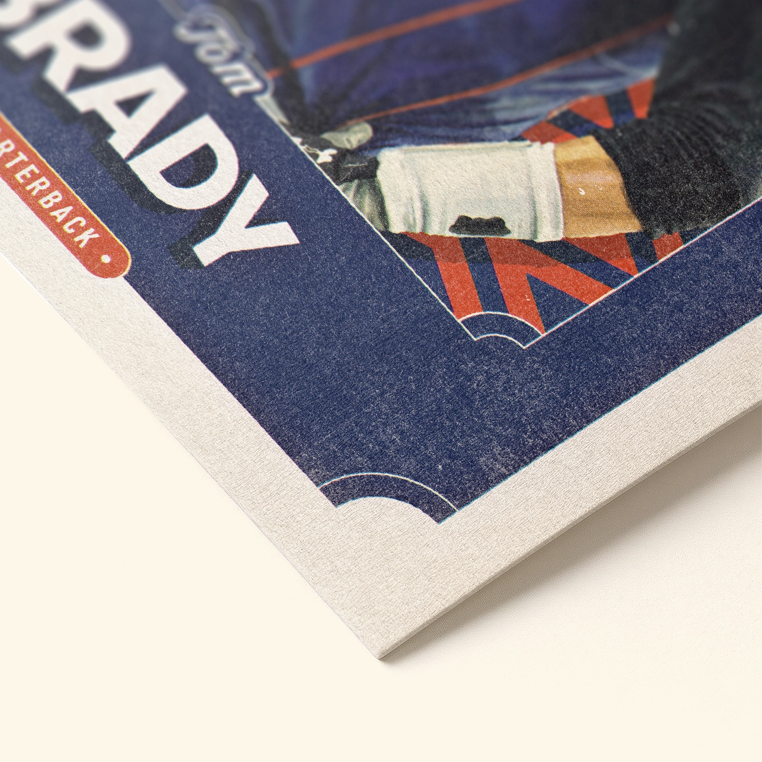 Detailed view of the premium matte paper structure of our Tom Brady New England Patriots Poster.