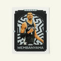 Poster of Victor Wembanyama of the San Antonio Spurs in a vintage trading card style.