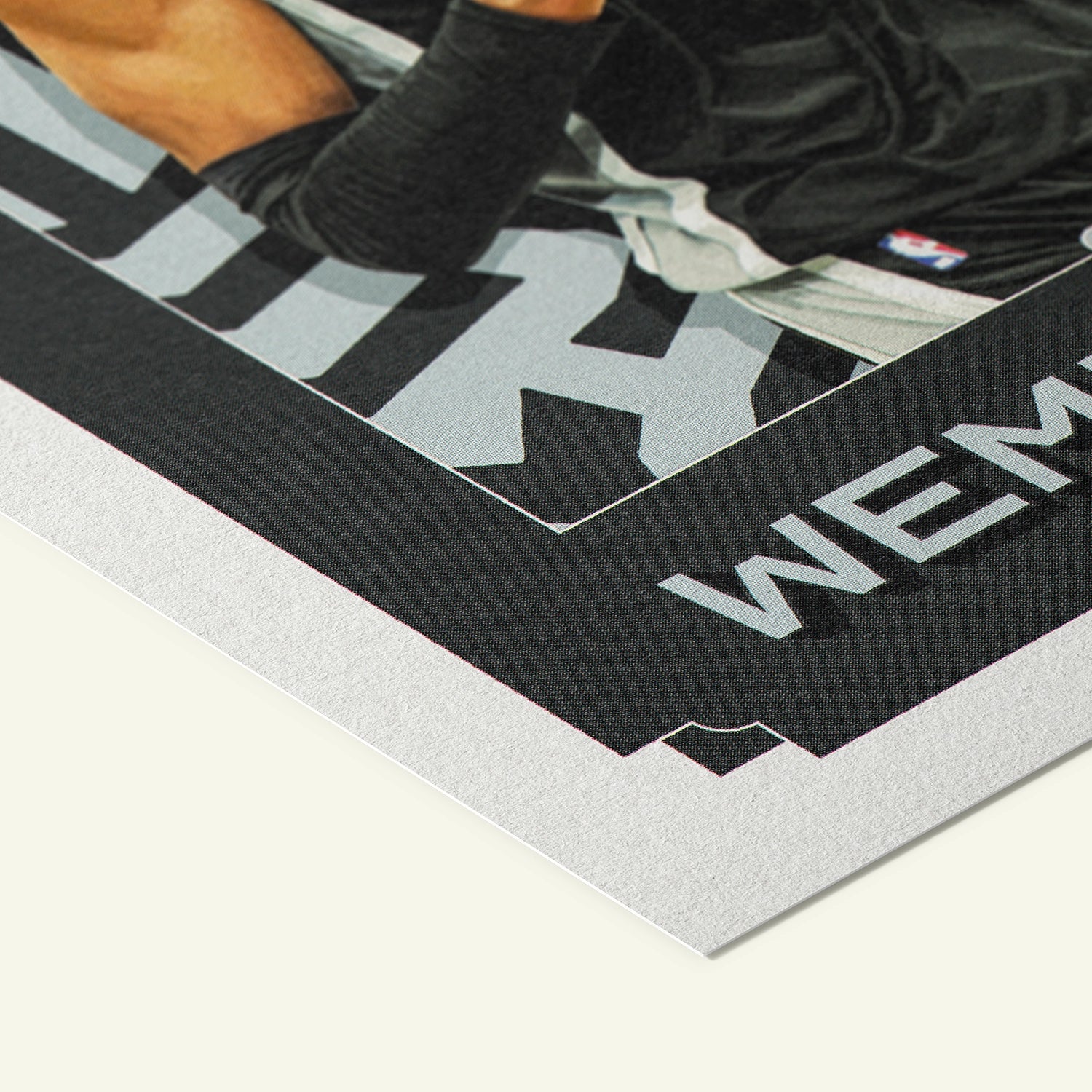 Detailed view of the premium matte paper structure of our Victor Wembanyama San Antonio Spurs Poster.