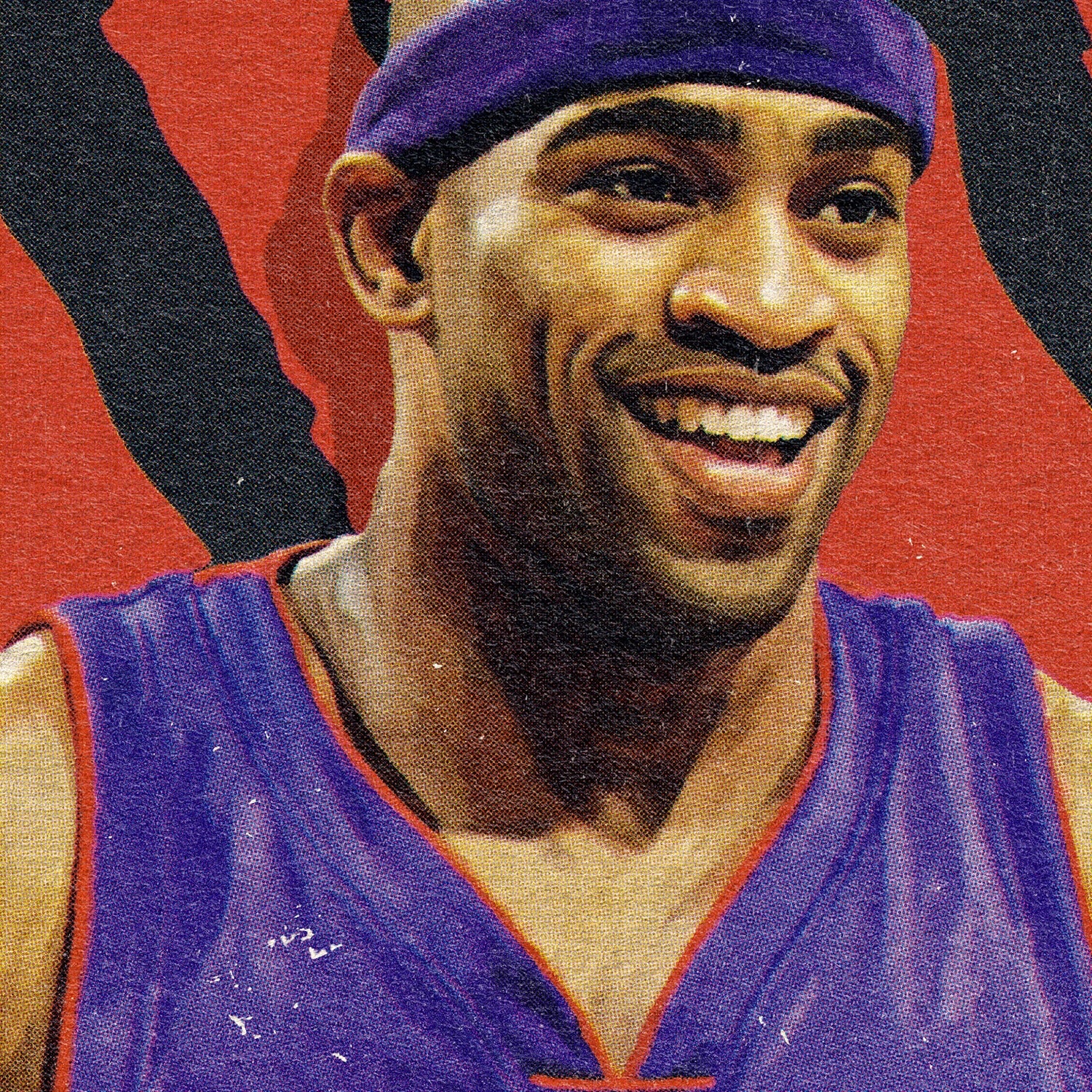 Closeup of our Vince Carter Toronto Raptors Poster showing the high-definition design quality and vintage graphic elements.