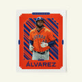 Poster of Yordan Alvarez of the Houston Astros in a vintage trading card style.