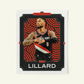 Poster of damian lillard of the portland trail blazers in a vintage trading card style.
