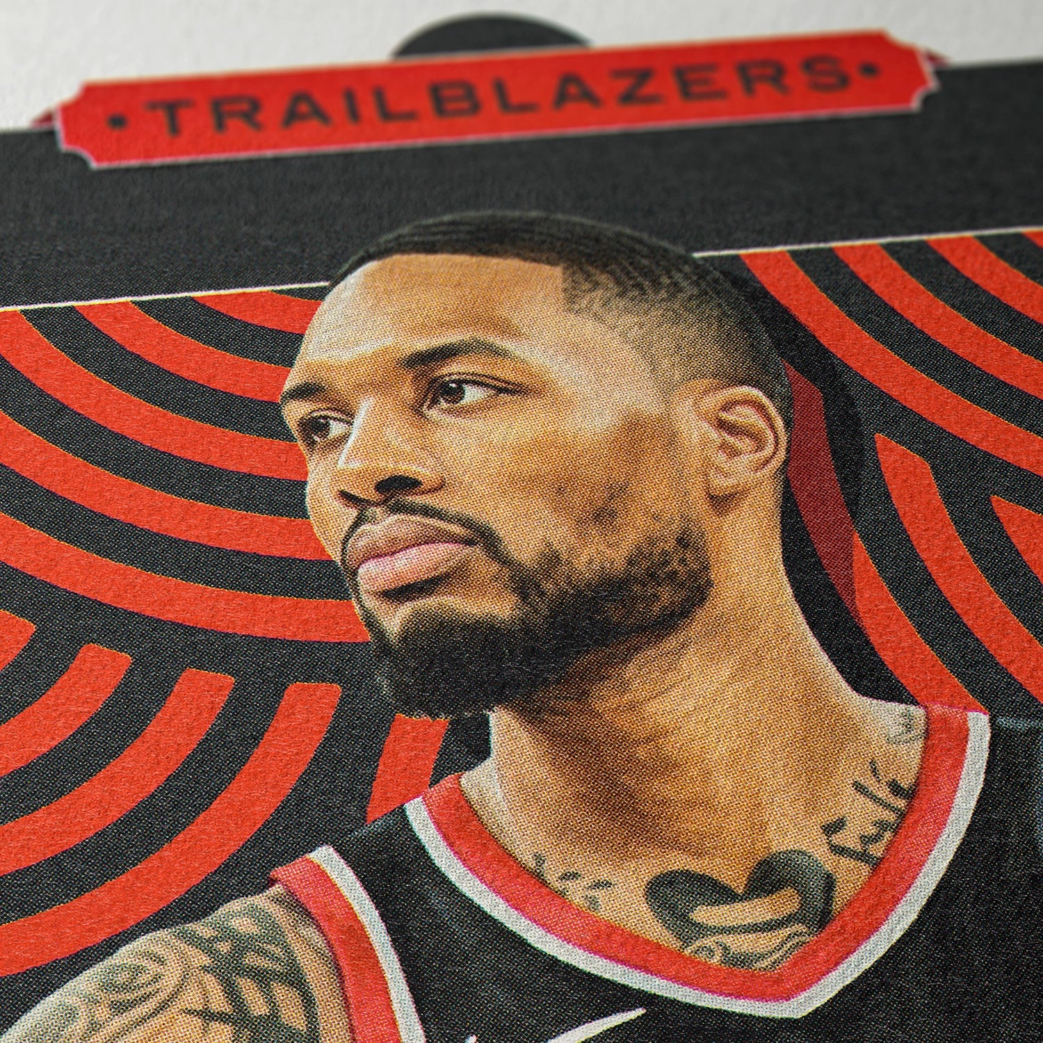 Closeup of our damian lillard portland trail blazers Poster showing the high-definition design quality and vintage graphic elements.