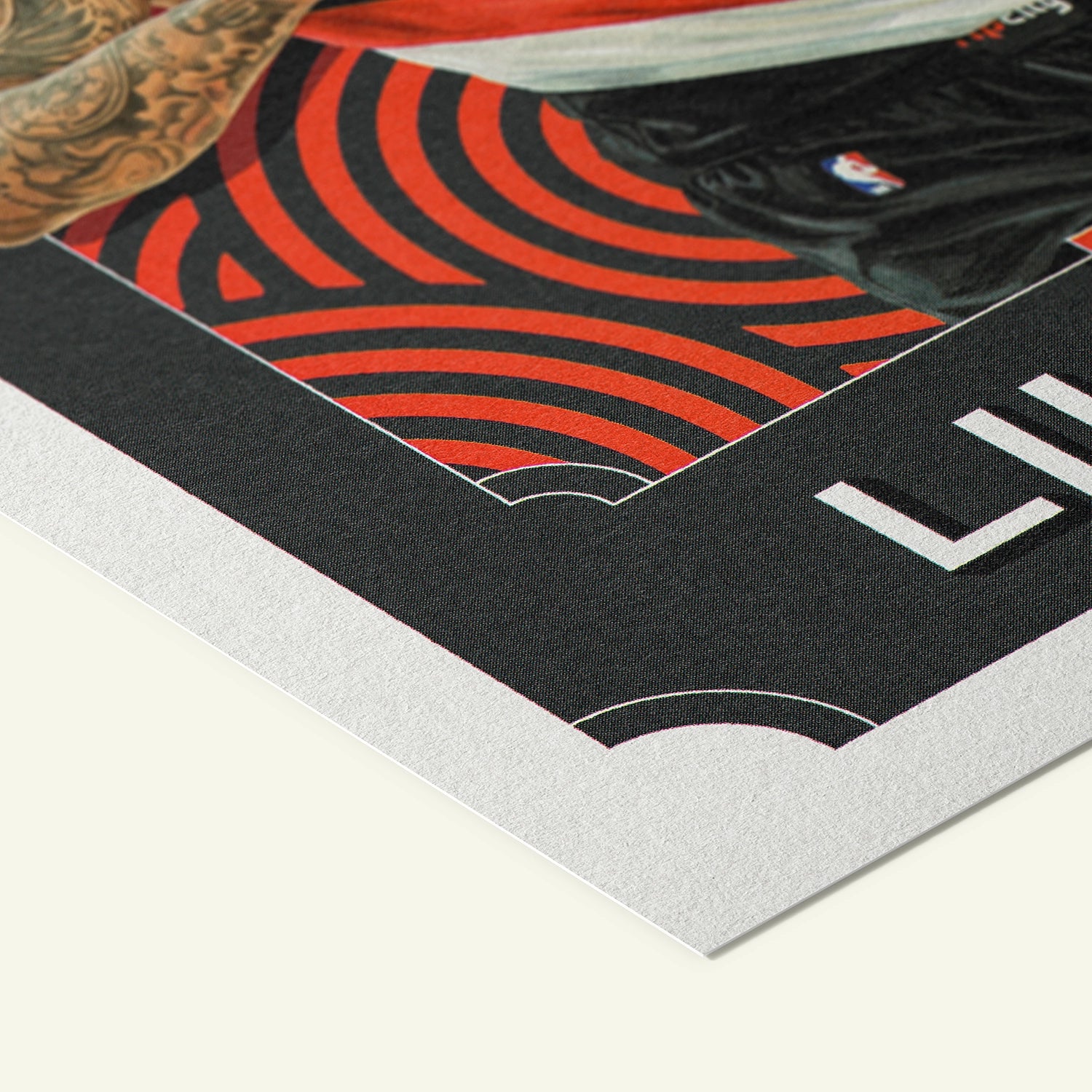 Detailed view of the premium matte paper structure of our damian lillard portland trail blazers Poster.